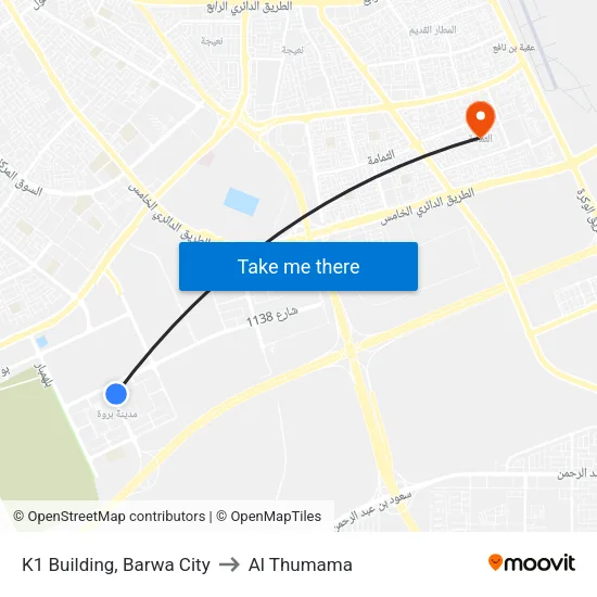 K1 Building, Barwa City to Al Thumama map