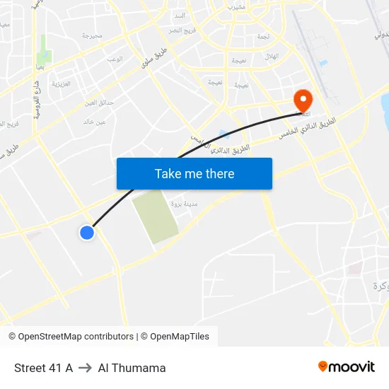 Street 41 A to Al Thumama map