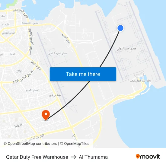 Qatar Duty Free Warehouse to Al Thumama map