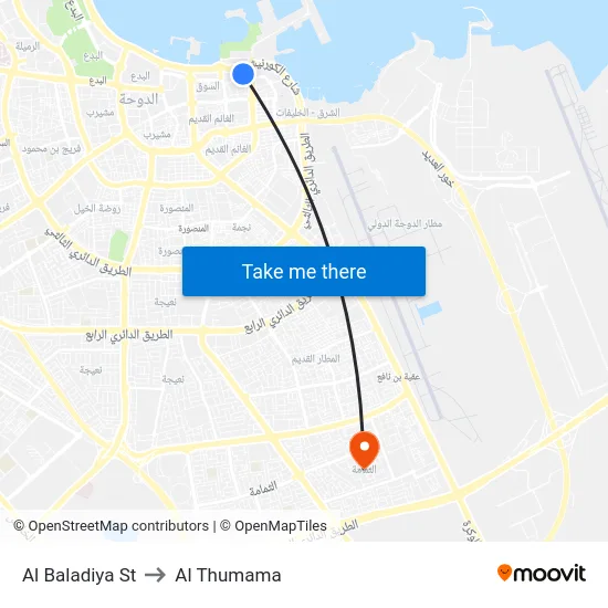 Al Baladiya St to Al Thumama map