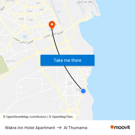 Wakra Inn Hotel Apartment to Al Thumama map