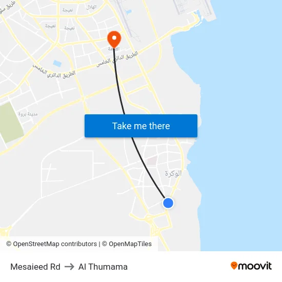 Mesaieed Rd to Al Thumama map