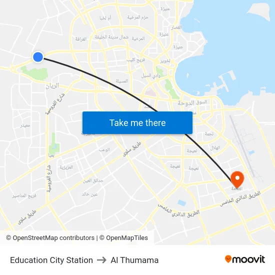 Education City Station to Al Thumama map