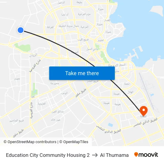 Education City Community Housing 2 to Al Thumama map