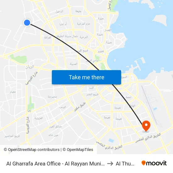 Al Gharrafa Area Office - Al Rayyan Municipality - Mme to Al Thumama map