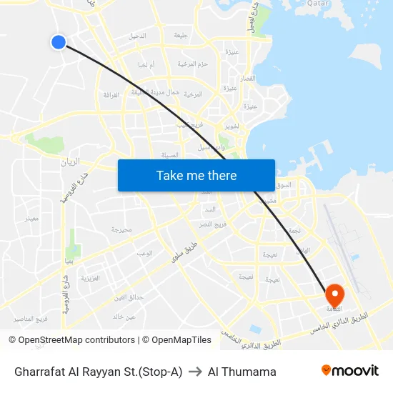 Gharrafat Al Rayyan St.(Stop-A) to Al Thumama map