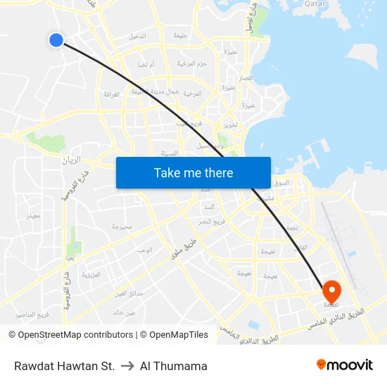 Rawdat Hawtan St. to Al Thumama map