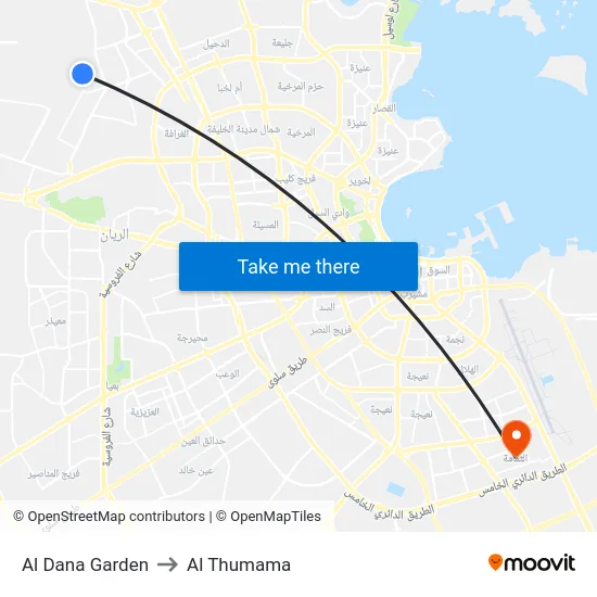 Al Dana Garden to Al Thumama map