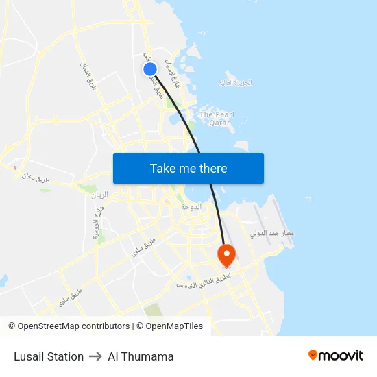 Lusail Station to Al Thumama map