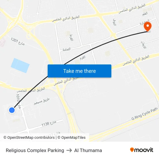 Religious Complex Parking to Al Thumama map