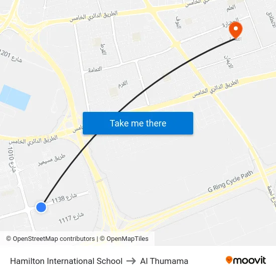 Hamilton International School to Al Thumama map