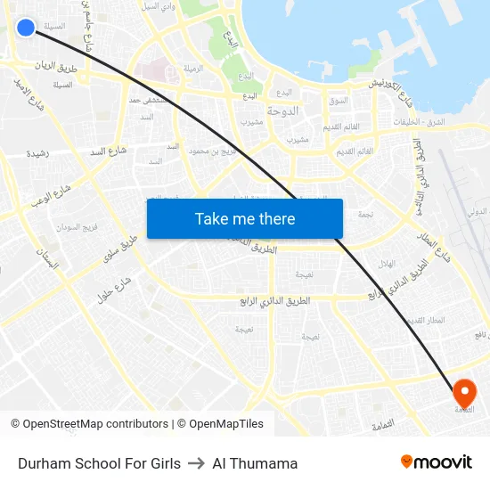Durham School For Girls to Al Thumama map
