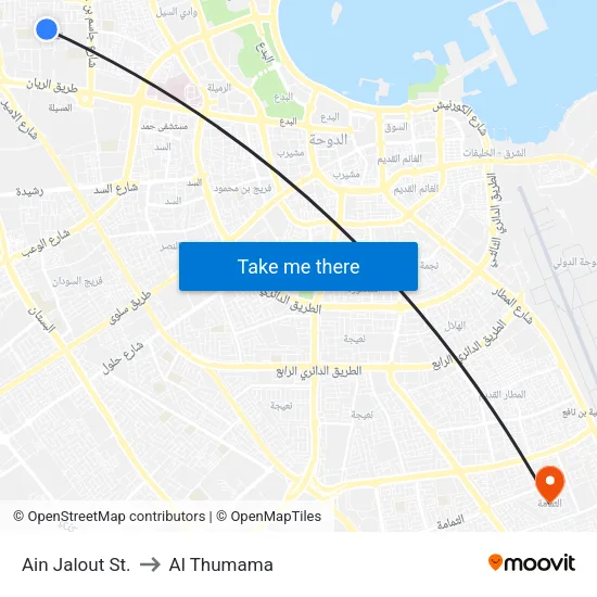 Ain Jalout St to Al Thumama map