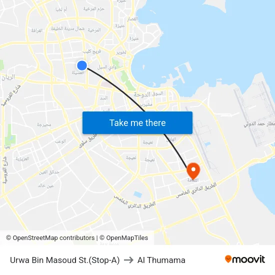 Urwa Bin Masoud St.(Stop-A) to Al Thumama map