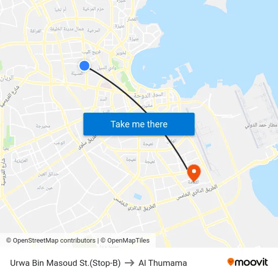 Urwa Bin Masoud St.(Stop-B) to Al Thumama map