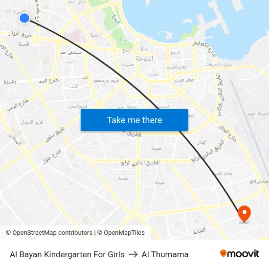 Al Bayan Kindergarten For Girls to Al Thumama map