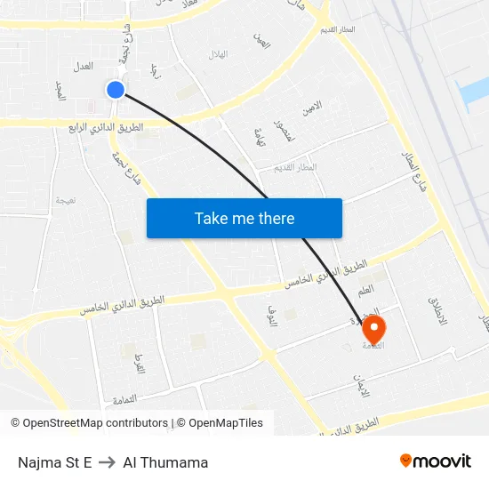 Najma St E to Al Thumama map