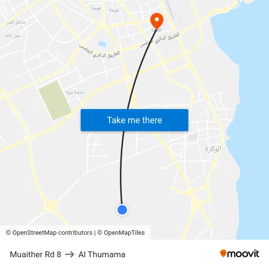 Muaither Rd 8 to Al Thumama map