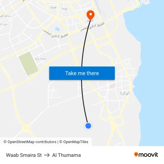Waab Smaira St to Al Thumama map