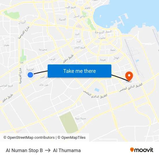 Al Numan Stop B to Al Thumama map