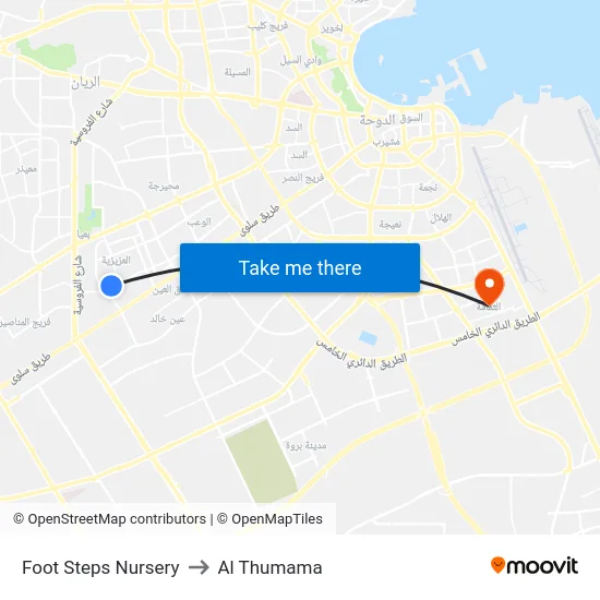 Foot Steps Nursery to Al Thumama map