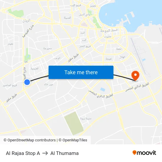 Al Rajaa Stop A to Al Thumama map