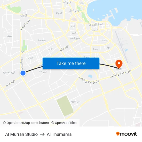 Al Murrah Studio to Al Thumama map