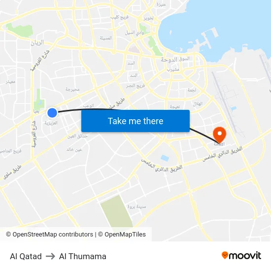 Al Qatad to Al Thumama map