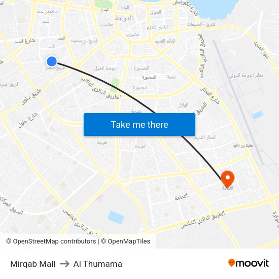 Mirqab Mall to Al Thumama map
