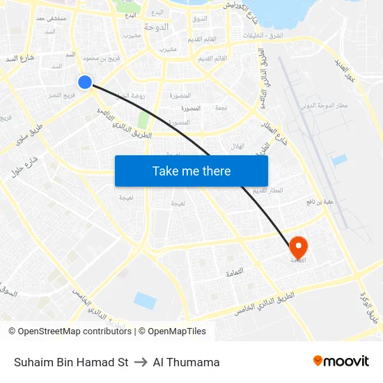 Suhaim Bin Hamad St to Al Thumama map