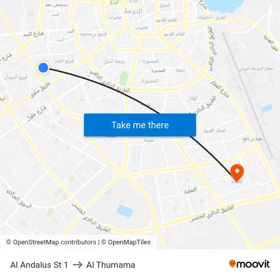 Al Andalus St 1 to Al Thumama map