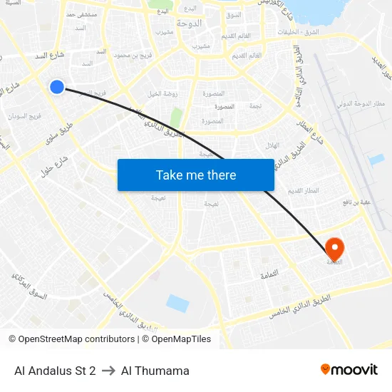 Al Andalus Street 2 to Al Thumama map