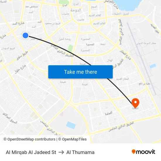 Al Mirqab Al Jadeed St to Al Thumama map
