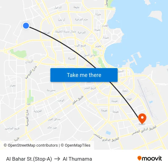 Al Bahar St.(Stop-A) to Al Thumama map