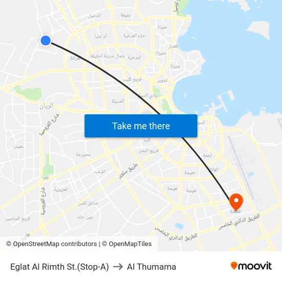 Eglat Al Rimth St.(Stop-A) to Al Thumama map
