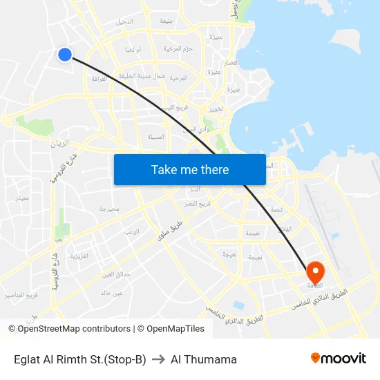Eglat Al Rimth St.(Stop-B) to Al Thumama map