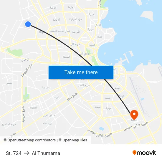 St. 724 to Al Thumama map