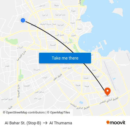 Al Bahar St. (Stop-B) to Al Thumama map