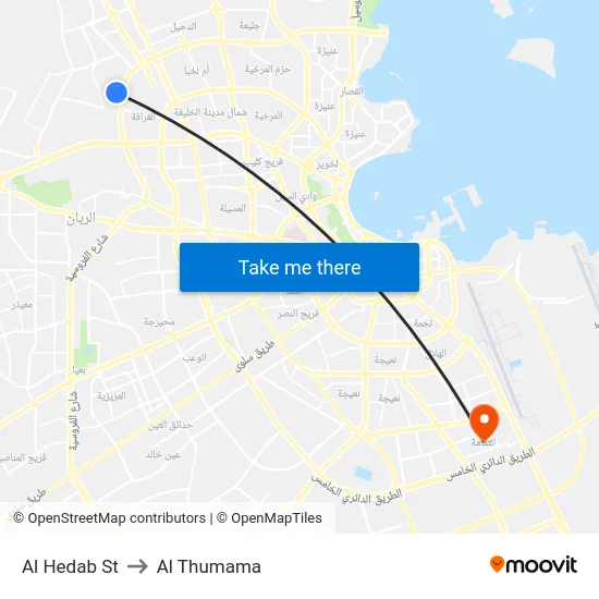 Al Hedab St to Al Thumama map
