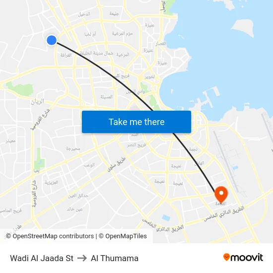 Wadi Al Jaada St to Al Thumama map