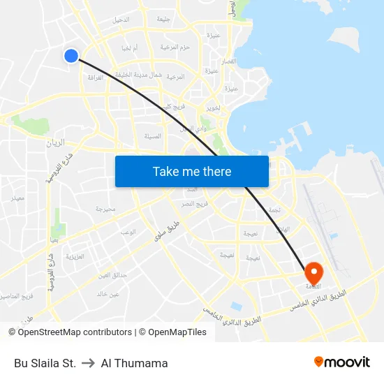 Bu Slaila St. to Al Thumama map