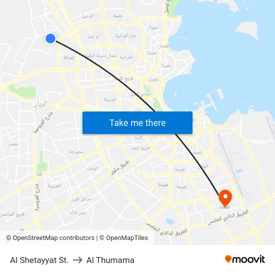 Al Shetayyat St. to Al Thumama map