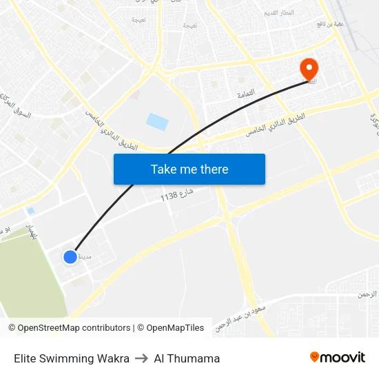 Elite Swimming Wakra to Al Thumama map