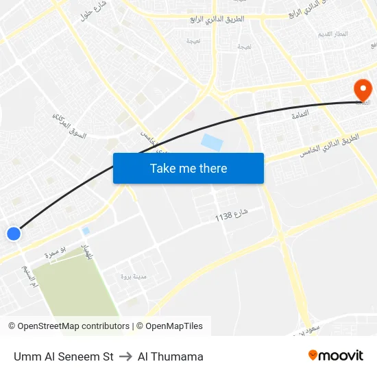Umm Al Seneem St to Al Thumama map