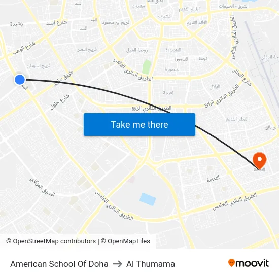 American School Of Doha to Al Thumama map