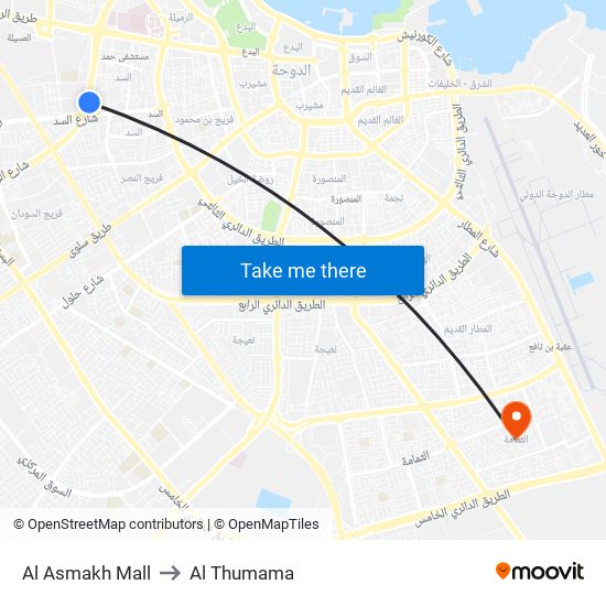 Al Asmakh Mall to Al Thumama map