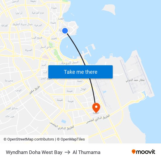 Wyndham Doha West Bay to Al Thumama map