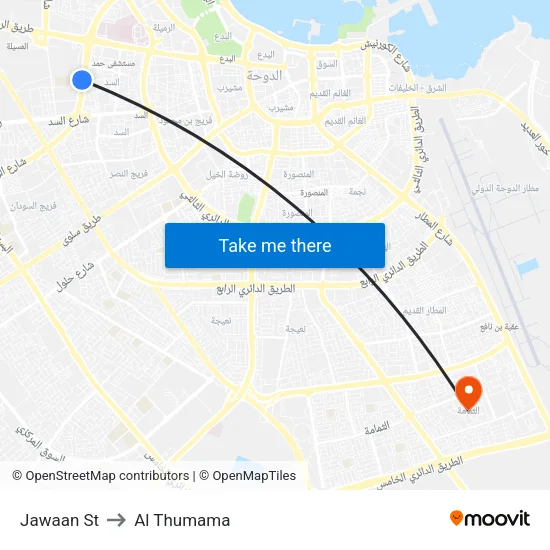 Jawaan St to Al Thumama map