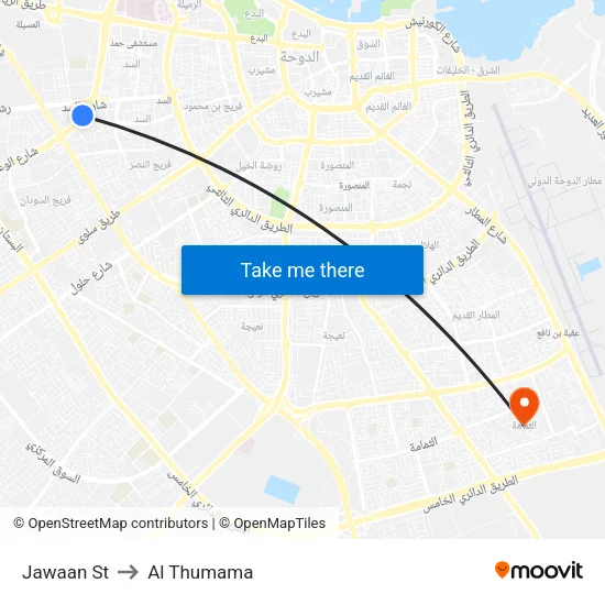 Jawaan St to Al Thumama map