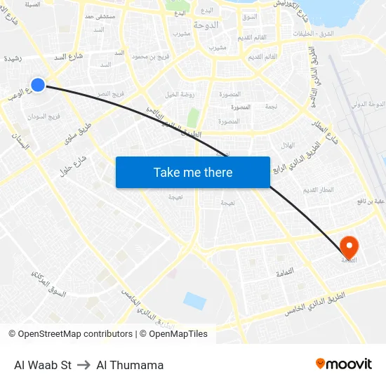 Al Waab St to Al Thumama map